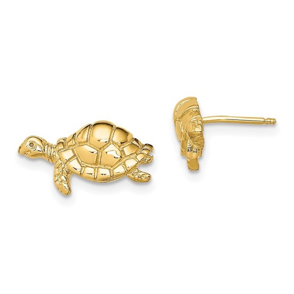 10k Yellow Gold Polished Turtle Mini Post Earrings